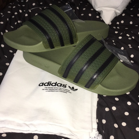 green adidas slippers